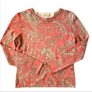 Talbots Cashmere Silk Pink Paisley Sweater Sz S